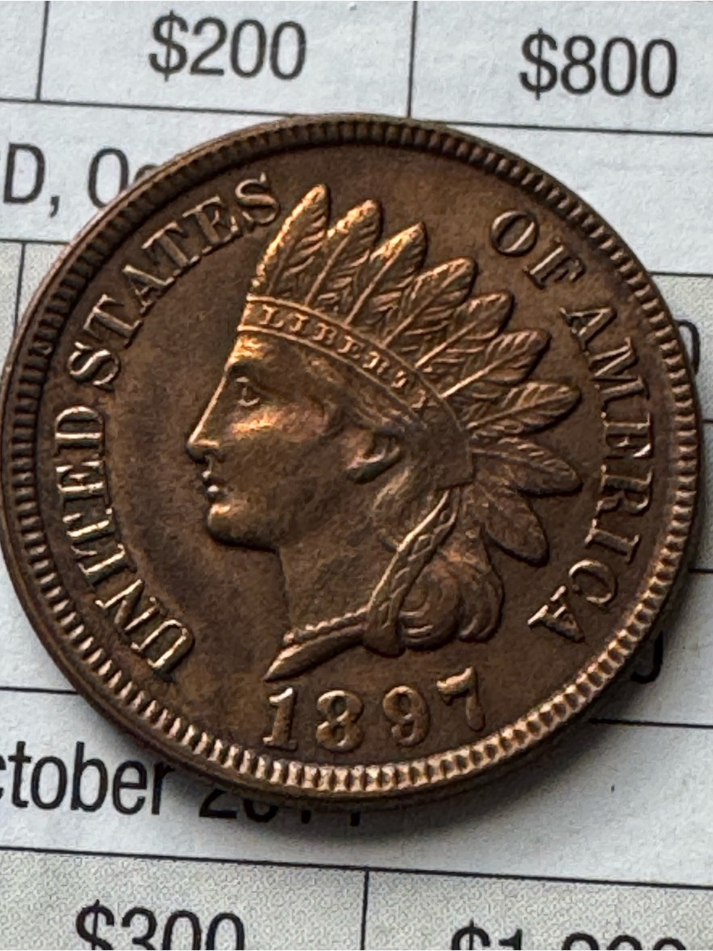 RAW MS 65+ 1897 "Full liberty" Copper Indian head cent.